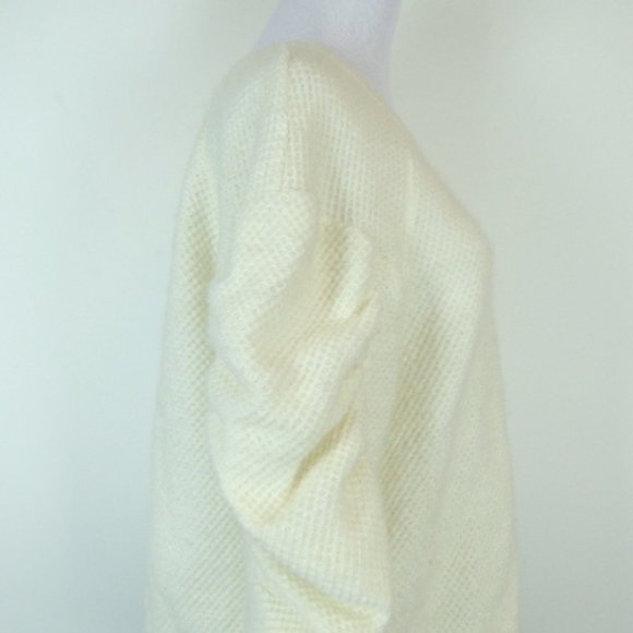 SEE By Chloe ivory textured ruffles crew neck back zip sweater i46 10.Italy